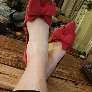 Elegant Red Bow Flats